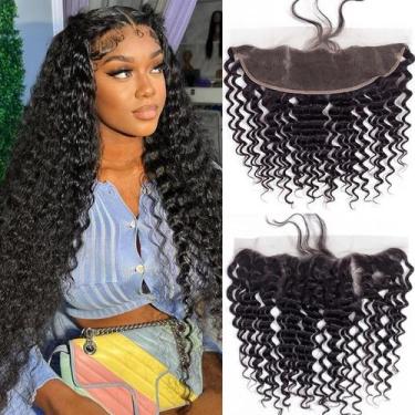 Imagem de Fecho frontal de renda Boopwine Deep Wave 35 cm de cabelo brasileiro