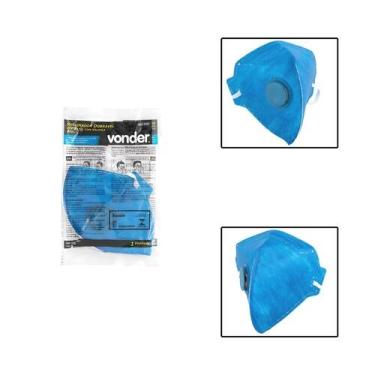 Imagem de Máscara Respiratória Dobrável Azul Com Válvula PFF2 RDV 2202 - Vonder