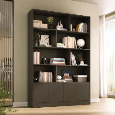 Imagem de Estante de Livros 100% Mdf 4 Portas 8 Nichos Versatile Preto