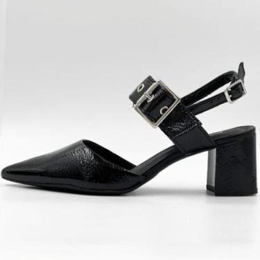 Imagem de Sapato Bottero Slingback em Verniz Salto Bloco Médio Feminino-Feminino