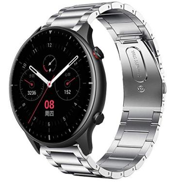 Imagem de YOUkei Compatível com pulseiras Amazfit GTR 4, pulseira de substituição de metal de aço inoxidável compatível com Smartwatch Amazfit GTR 2 / GTR 3 / GTR 3 Pro/GTR 4 / Falcon Smartwatch (prata)