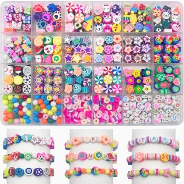 Imagem de Kit de fabricação de pulseiras de contas de argila de polímero, contas de ouro, pingentes de contas de argila para fazer joias, pulseira faça você mesmo (desenho animado)