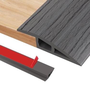 Imagem de Faixa de transição de piso autoadesiva de 1 m, limite de porta de PVC para alturas de 0,7 a 1 cm para carpete, piso laminado, limiares de azulejo, portas, bordas e scooters (A5010, grão de madeira