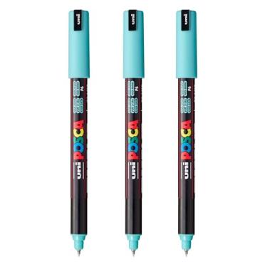 Imagem de posca Marcadores de tinta à base de água PC-1MR, ponta extrafina (0,7 mm), verde-água, 3 unidades