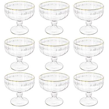 Imagem de Taça Sobremesa Em Cristal Imperial Fio Ouro 200Ml 9 Peças