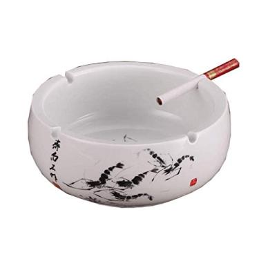 Imagem de Cinzeiros para cigarros Azul e Branco Cerâmica Europeia Retro Sala de Estar Cinzeiro Boutique Grande Prático Cinzeiro de Cerâmica Elegante Personalidade Criativa Escritório Cinzeiro Redondo Decoração