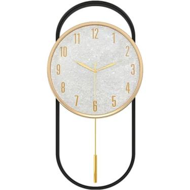 Imagem de YTHLZVBP Relógio de parede, arte moderna, relógio de parede grande decorativo, relógio de parede redondo 3D, pêndulo, geométrico, mudo, metal, digital, para sala de estar, cozinha, casa, banheiro