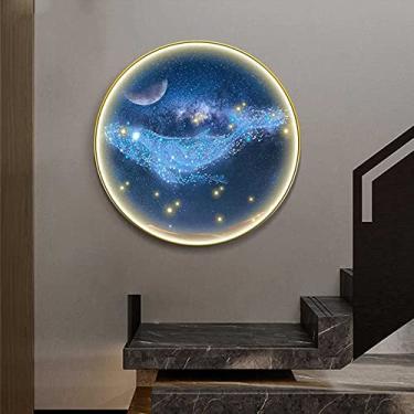 Imagem de Decoração de parede de arte de parede com faixa de LED, arte de parede de luxo de metal, decoração de parede de quarto de baleia, esculturas de parede modernas decoração de casa para sala de estar