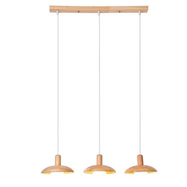 Imagem de BAZHIMAO Luminária pendente de casa de fazenda, luz de teto de madeira moderna com abajur de vidro globo branco, iluminação pendente de ilha de cozinha de madeira, lâmpada suspensa lustre para quarto