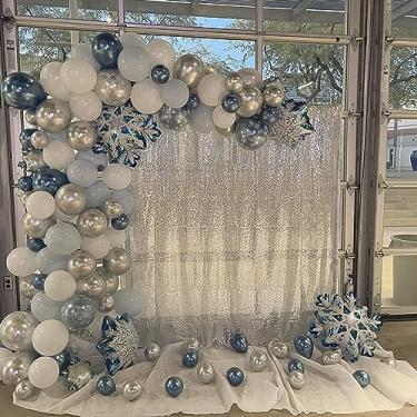 Imagem de TCBESTO Cortina de pano de fundo de lantejoulas prateadas 2,2 m x 2,2 m, 1 painel, cortinas de fundo de fotografia brilhante para decoração de festa de aniversário de casamento