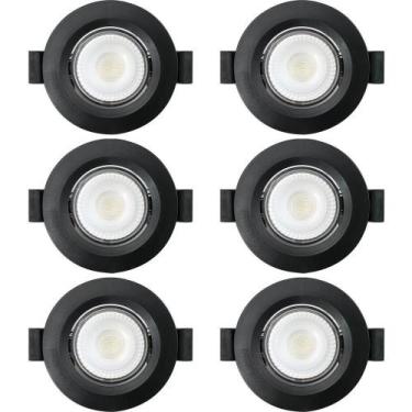 Imagem de Kit 6 Spot De Led Embutir Slim Mr16 Redondo 6w Preto Bivolt 4100k Neut