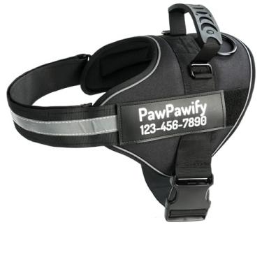 Imagem de Peitoral essencial personalizado para cães, colete personalizado para animais de estimação com nome e número de telefone, sem asfixia, refletivo, ajustável e acolchoado, fácil de caminhar e treinar