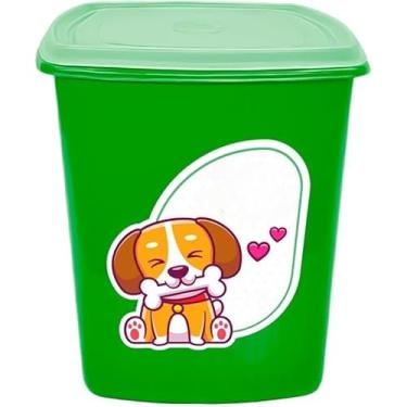 Imagem de Porta Ração 6 litros Pote para Ração de Cães e Gatos (Cachorro Verde,1 unidade)