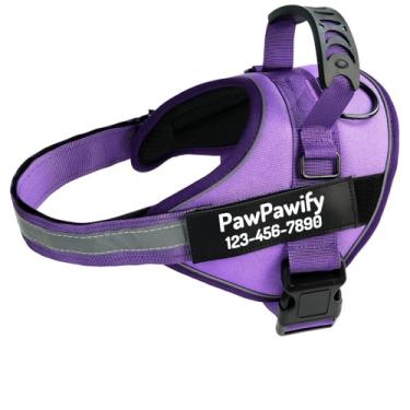 Imagem de Peitoral essencial personalizado para cães, colete personalizado para animais de estimação com nome e número de telefone, sem asfixia, refletivo, ajustável e acolchoado, fácil de caminhar e treinar