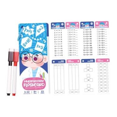 Imagem de menolana Cartões de matemática para crianças Cartões de matemática com canetas de apagamento a seco Brinquedos educativos portáteis compactos de apagamento a, Multiplicação