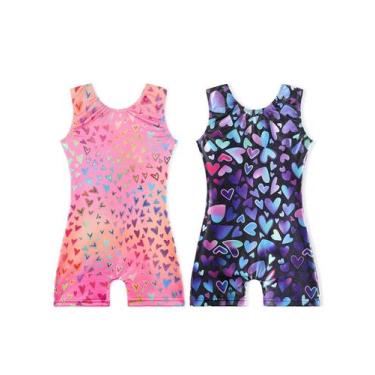 Imagem de Collants de ginástica EQSJIU Sparkles para meninas com shorts 3-4t x2
