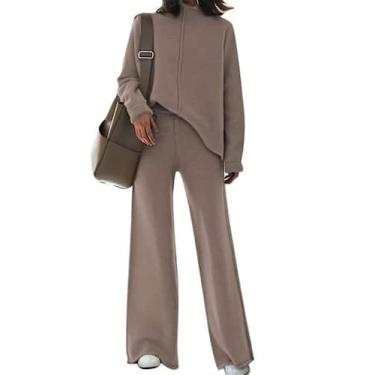 Imagem de Moletom Fixmatti, suéter feminino de gola alta, calça de perna larga