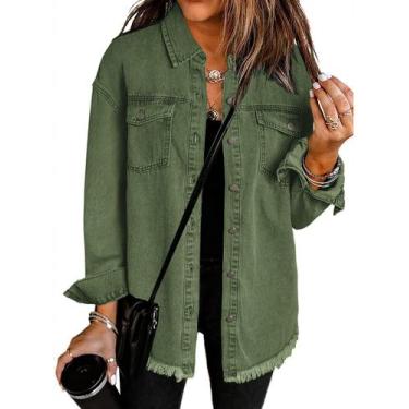 Imagem de Jaqueta jeans Vetinee Oversized Elm Green para mulheres