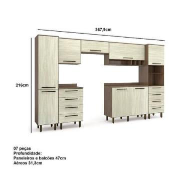 Imagem de Cozinha Modulada 7 peças EVOLUTION TANNAT/LEGNO CREMA - BATROL