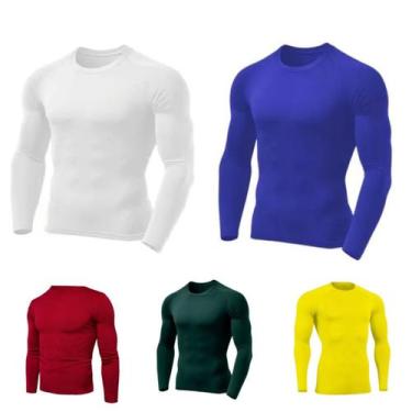 Imagem de Kit 5 Camisas Masculina Manga Longa Malha Fria Várias Cores - Genérico