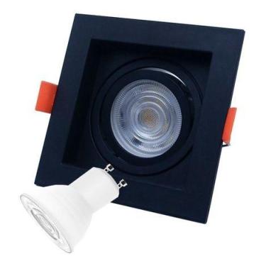 Imagem de 10 Spot Dicroica Direcional Led 7w Quadrado Preto 3 Cores de Luz 110v 