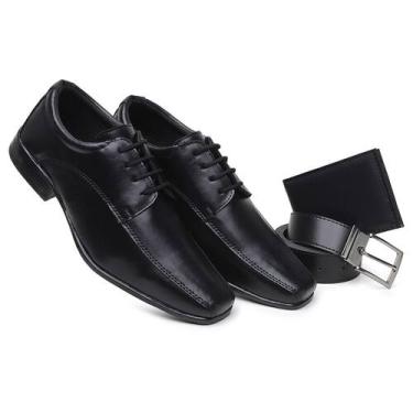 Imagem de Kit Social Sapato Preto West Line Carteira + Cinto - WEST BOOTS, Preto