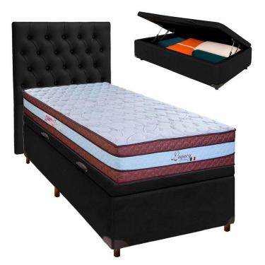 Imagem de Kit Cama Box Bau + Cabeceira + Colchão Solteiro Molas Ensacadas - Legaccy - Paropas