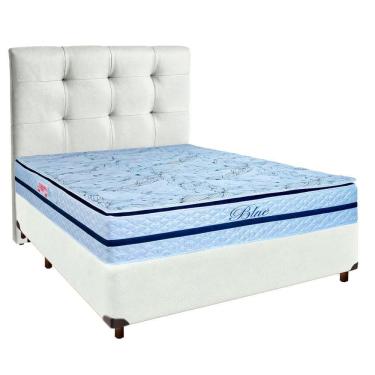 Imagem de Cama Box + Colchão Casal Molas Ensacadas Blue Paropas + Cabeceira Estofada