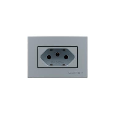 Imagem de Placa para Móveis 65x45 com Tomada MarGirius Sleek Colors 2P+T 10A Cinza