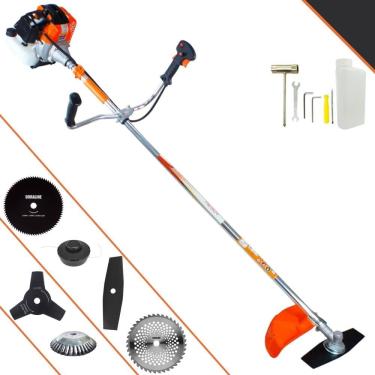 Imagem de Máquina de Cortar Grama À Gasolina Vulcan VR430S 43cc 1,7HP 10.000rpm Roçadeira Com Carretel de Nylon + 4 Lâminas de Cortes + Escova de Aço 38 Cerdas