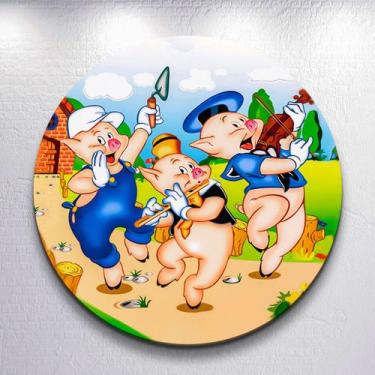 Imagem de Capas p/ Painel Redondo Festa Infantil Clássica Porquinhos Felizes Sub