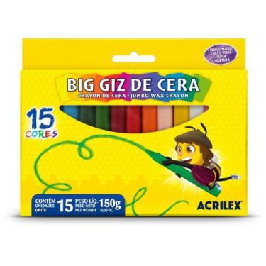 Imagem de Giz de Cera Jumbo 15 Cores BIG GIZ 150G CX.C/06 - Acrilex