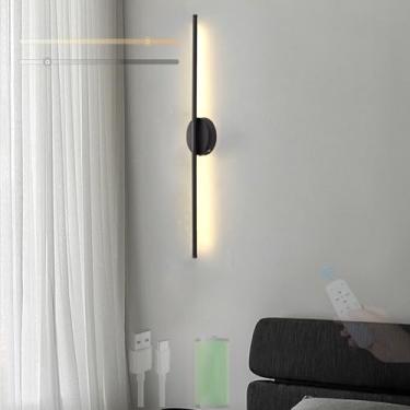Imagem de GZZBMY LED Bateria Arandela com Controle Remoto Lâmpadas de Parede Reguláveis Recarregável Interior Sem Fio Iluminação de Parede 350° Rotativa para Quarto Sala de Estar Escada Corredor (Redondo, 1