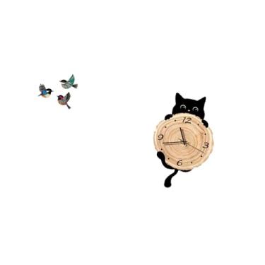 Imagem de Fenteer Conjunto de Decoração de Parede com Relógio E Arte de Pássaro de Madeira para Jardim, Sala de Estudo, Fazenda, Escritório, Quarto Infantil, Casa, Sem