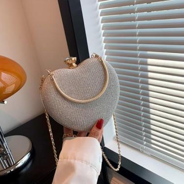 Imagem de Bolsa feminina luxuosa bolsa de mão feminina com corrente de metal brilhante bolsa de ombro bolsa de ombro bolsa de noite bolsa transversal (prata), Branco