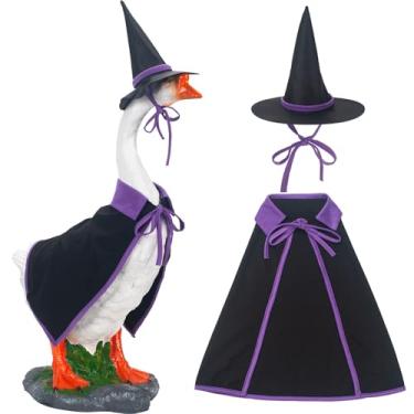 Imagem de ONUPGO Roupas de ganso de Halloween para estátua de gramado de 58 cm, roupas de ganso para varanda de gramado para estátua de ganso, plástico / cimento, fantasia de escultura sazonal para jardim