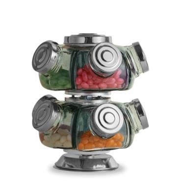 Imagem de 【Cozena】Baleiro Giratório de Vidro Duplo - Prático, Bonito e Cheio de Nostalgia (Prata)