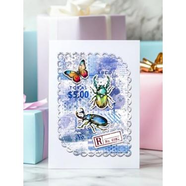 Imagem de 1 cartão de relevo decorativo com tema geométrico, matrizes retangulares de corte de aço carbono, estêncil, pastas em relevo para fazer fotos de papel decorativo, 152 x 109 x 0,8 mm