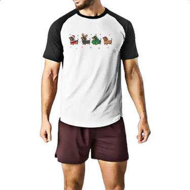 Imagem de Camiseta Raglan Dachshund Salsicha Natal - Alearts, M