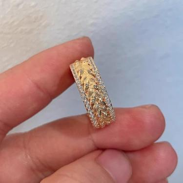 Imagem de Círculo completo de orelha de trigo micro pavê CZ anel para mulheres, 7, Latão, Zircônia cúbica