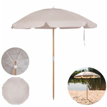 Imagem de Guarda Sol Ombrelone Bagum 2 Metros Madeira Reforçado Bege - 3839 Mor