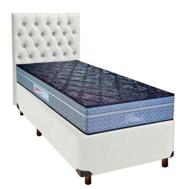 Imagem de Conjunto Cama Box Branco Solteiro + Colchão Molas Ensacadas Petrus Paropas + Cabeceira