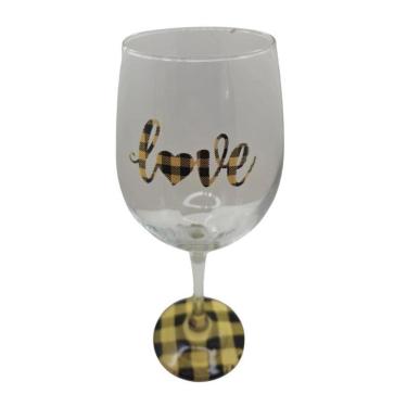 Imagem de Taça Love Namorados Casal Personalizada Vinho Amarela 490 Ml