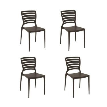 Imagem de Kit 4 Cadeiras Sofia Marrom Tramontina Encosto Vazado Horizontal 92237/109