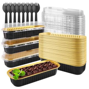 Imagem de Mini assadeira Tikxlafe retangular de 200 mL com tampa, pacote com 50