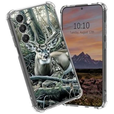 Imagem de BFDHGQZC Capa de telefone TPU transparente para Samsung Galaxy A16 5G com 4 cantos de almofada de ar, à prova de choque, antiamarelamento, capa de proteção fina para Samsung A16 5G, árvore de caçador