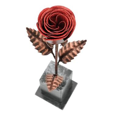 Imagem de Presente de cobre para ela - rosa metálica eterna com acabamento antigo, aniversário de 7 anos, aniversário de 22 anos, flor de metal, presente de rosa