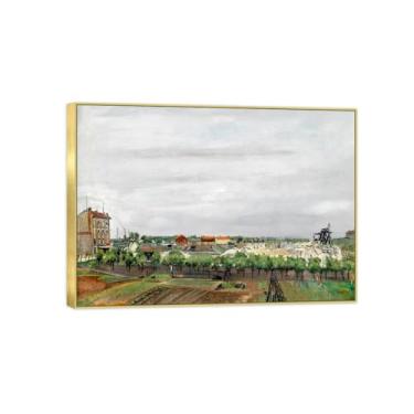 Imagem de BMZFYBS Imagem de arte de parede de paisagem - impressões em tela vintage - pintura com moldura dourada para sala de estar decoração de casa de fazenda 50 x 70 cm 20 x 27 pol