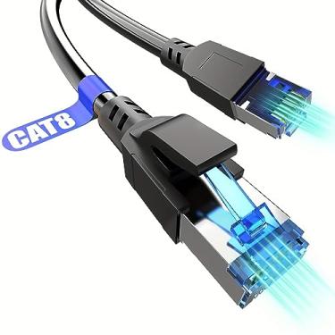 Imagem de A-Maker Cabo Ethernet Cat 8, cabo de Internet ultrarrápido de 40 Gbps, conector RJ45 banhado a ouro, cabo LAN e cabo de rede para modem/roteador/jogos/estação de trabalho/casa/escritório