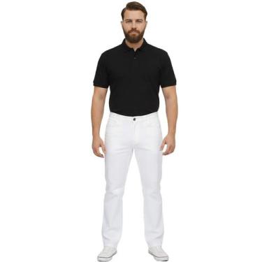 Imagem de Calça branca sarja com elastano masculina plus size - DEMORGAN UNIFORM